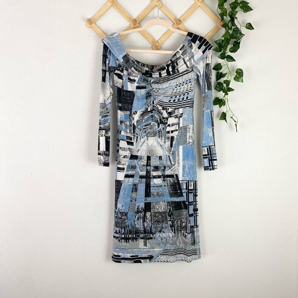 SAVE THE QUEEN Off The Shoulder Dress Blue Size Small GUC T639